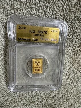 Gold Chernobyl 1986 Commemorative Bar in Clear Slab